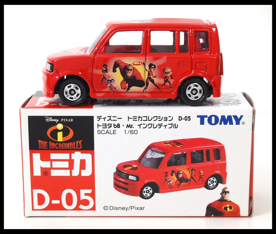 TOMICA D-05 DISNEY LOS INCREÍBLES TOYOTA bB 1/60 TOMY 5 COCHE FUNDIDO A PRESIÓN NUEVO ROJO Foto 2 de 4