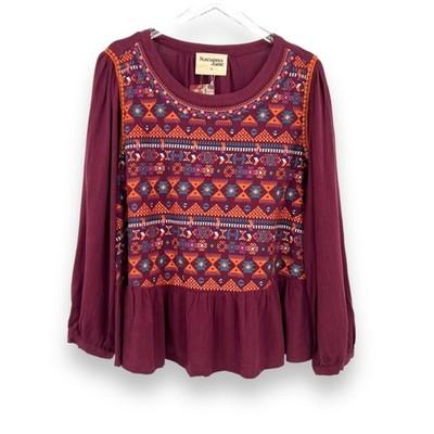 burgundy peasant top