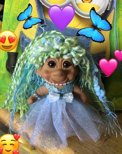 5” TNT TROLL DOLL, DRESSED IN BEAUTIFUL GOWN, has new slippers as well..