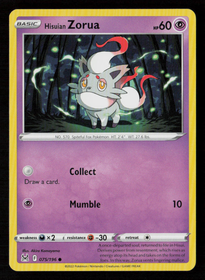 Hisuian Zorua SWSH11: Lost Origin #075/196 Common Pokemon Card