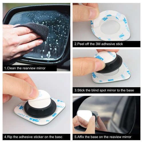 Auto Blind Spot Mirrors 2PCS - 360° Convex Wide Angle for Side & Rear View | USA - Picture 5 of 10