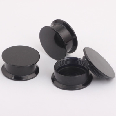 2 Stück Schwarz Acryl Flesh Tunnel Ohr Plug Screw Fit Piercing Expander 5-20mm