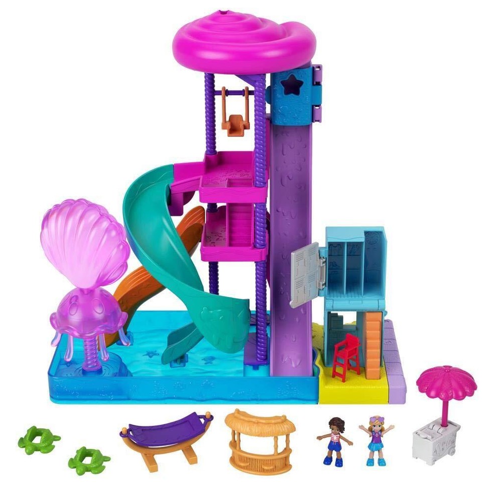 Polly Pocket Outdoor Toy with 2 Micro Dolls & Water Play Accessories Pollyvil...