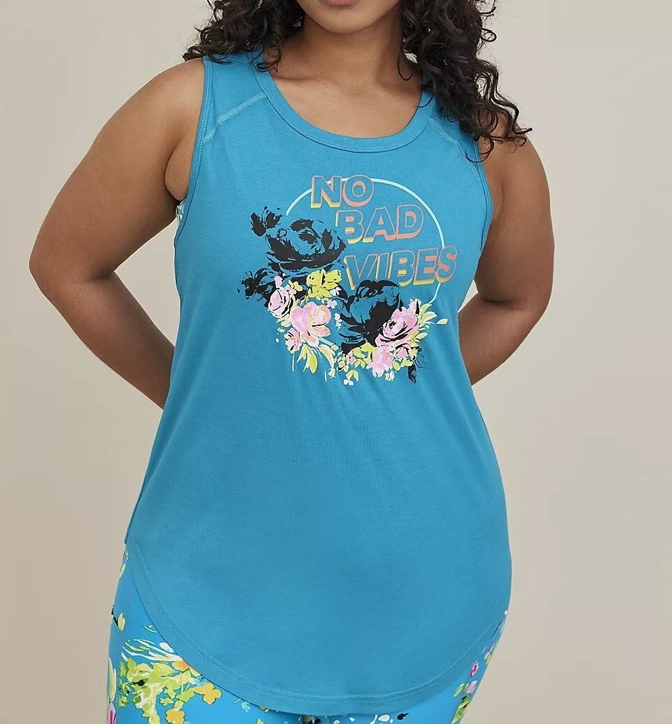 NWT Torrid Active Tank Top 1 No Bad Vibes T Shirt Tee Womens Plus Size 1x 14 16