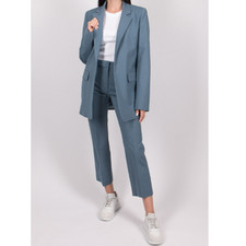 $1230 Joseph Joan Light Wool Women's Blue Blazer And Pant Set 34