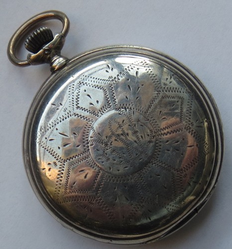 Longines pocket watch silver hunter carved case black enamel dial balance Ok. - Picture 2 of 12