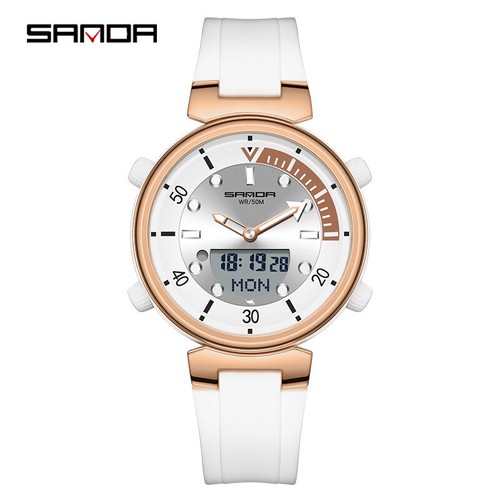 SANDA Luminous Calendar Waterproof Electronic Multifunctional Dual Display Watch - Picture 2 of 26