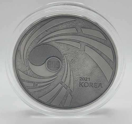 Taekwondo 2021 10 oz coreano .999 argento fine tondo antico KOMSCO come nuovo - Foto 5 di 13