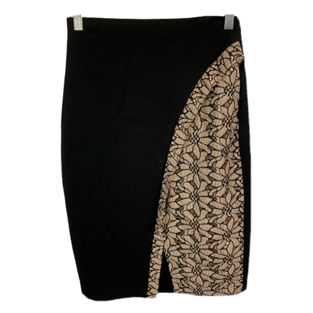 Eva Franco Skirt Women Sz Black Beige Wrap Front Pencil Lined
