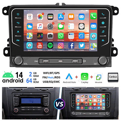 Android 14 Autoradio Für Golf 5 6 Plus Touran Tiguan Caddy 64GB Carplay GPS NAVI