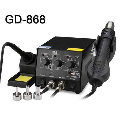 Double Digital Display 2 In 1 Hot Air Gun Desoldering Station 220V Repair Tools - Foto 8 di 9