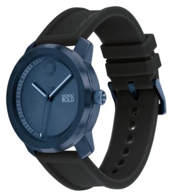 MOVADO BOLD 3601038 TREND PROPEL BLUE DIAL BLACK SILICONE BAND