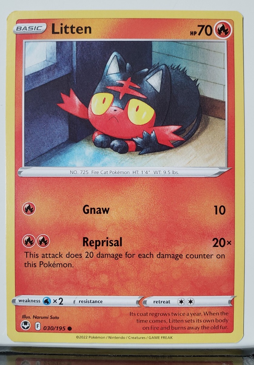 Litten 030/195 - NM / M - Silver Tempest Pokemon Card - Narumi Sato Art Litten 030/195 - NM / M - Silver Tempest Pokemon Card - Narumi Sato Art