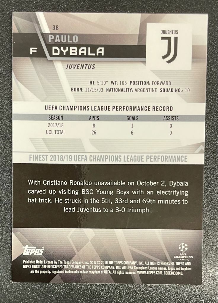 2018-19Toops Finest PAULO DYBALA RED2/10