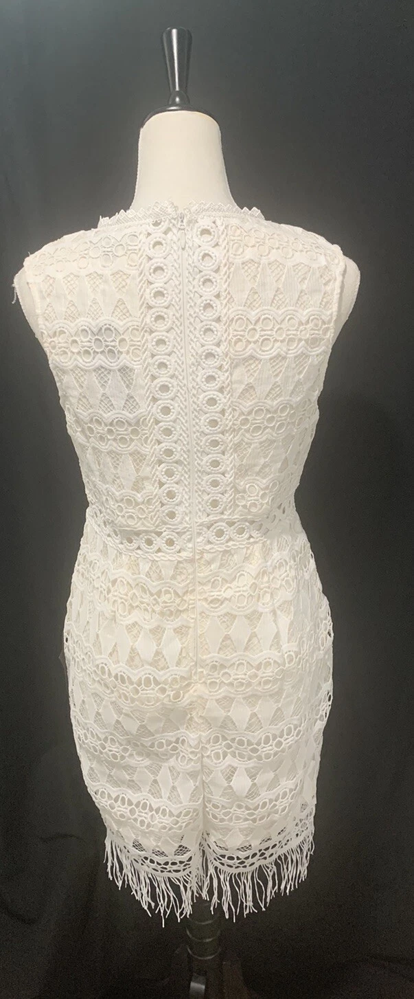 OFF WHITE Abito con frange Lulus Off bianco crema all'uncinetto senza maniche in pizzo all'uncinetto medio