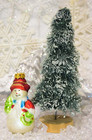 Bottle Brush Christmas Tree + Glass Snowman Christmas Ornament — photo 1