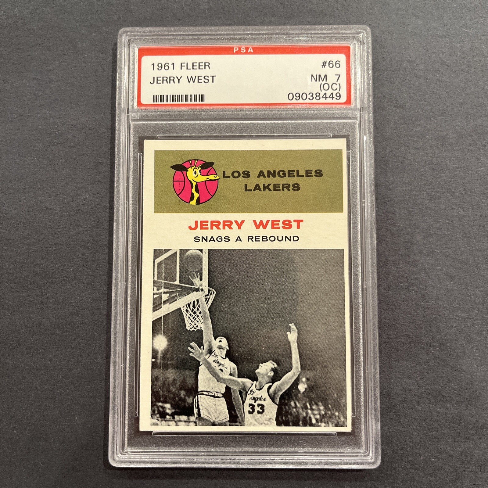 1961 Fleer #66 Jerry West In Action Lakers HOF WVU PSA 7 - NM