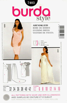 Burda 7403 Misses Evening Dresses Sewing Pattern Uncut Size 6-16 | eBay