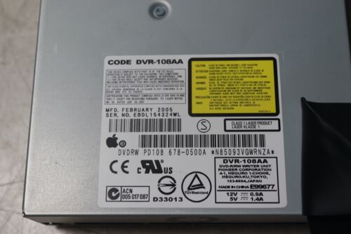 Apple G5 PowerMac IDE DVD±RW Pioneer Optical Drive DVR-117D DVR-108AA 678-0500A - Picture 3 of 5