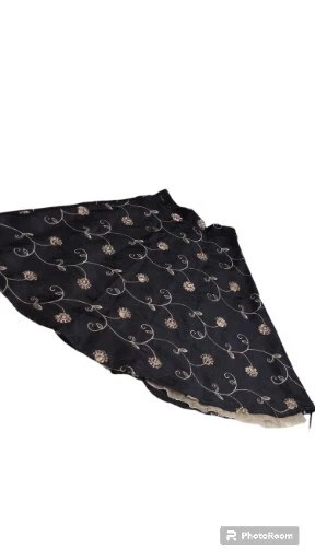 -225 Falda Línea A Bordada Flores Cierre Cremallera Para Niños Niñas Talla 10 Negra Foto 3 de 4