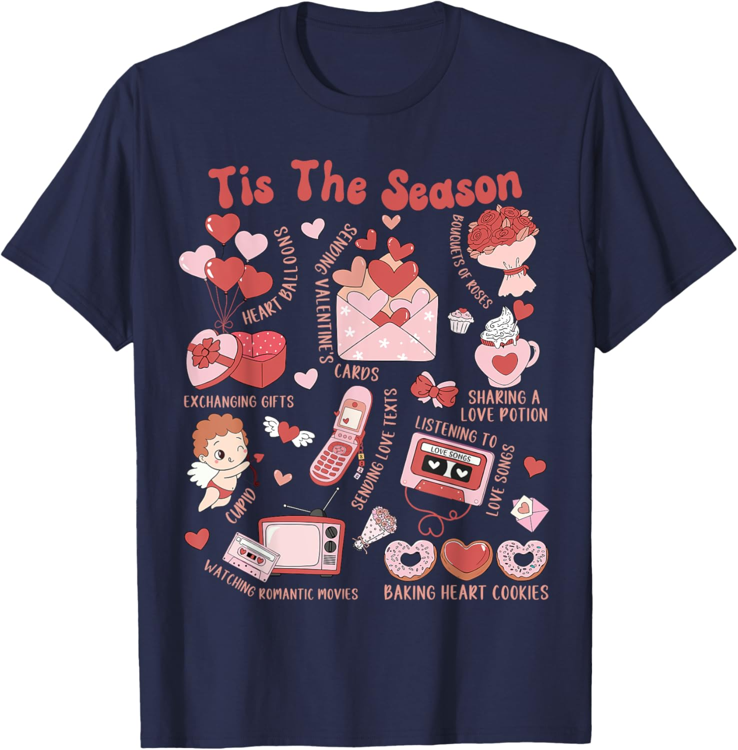 Groovy Valentines Day Tis The Season Cupid Heart Love Women Sweatshirt T-shirt
