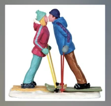 Lemax First Ski Date -Holiday Village Kissing Couple