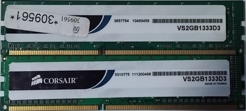 CORSAIR 4GB (2x2GB) PC3-10600 DDR3 1333MHz, 1.5V, RAM MEMORY