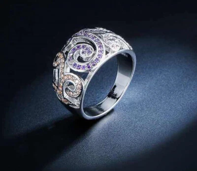 Ring pink rosa Blume Flower Zirkonia Massiv 925 Sterling Silber Frauen Damen - Bild 1 von 4
