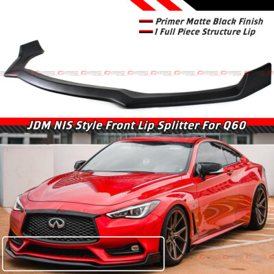 FOR 2017-2022 INFINITI Q60 V2 MATT BLACK FULL SIZE 1PC FRONT BUMPER LIP SPLITTER