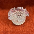 Vintage 1950's Fenton Art Glass Co. Cut Block Crimped Small Vase Clear