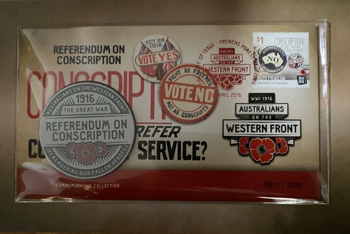AUSTRALIAN PNC: 2016 WESTERN FRONT - REFERENDUM ON CONSCRIPTION MEDALLION #LF314