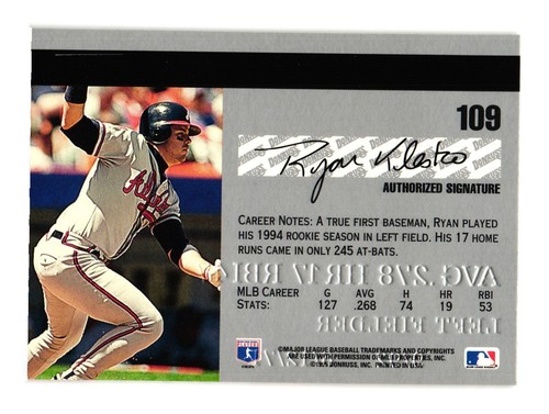 1995 Studio #109 Ryan Klesko Atlanta Braves - 第 2/2 張圖片