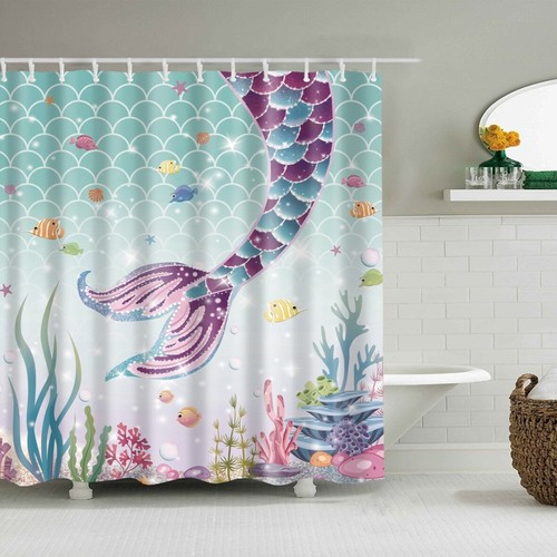 Bathroom Waterproof Shower Curtain Long Wide PEVA Curtains Mould Proof 12 Rings - Picture 15 of 36