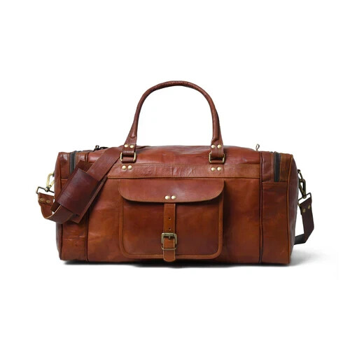 Bag Leather Travel Gym Luggage Duffel Genuine Weekend Duffle Vintage Men Holdall - Picture 4 of 5