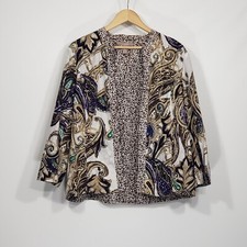Chico's Paisley  Animal Print Lightweight Cotton Open Front Jacket Chicos Sz 2