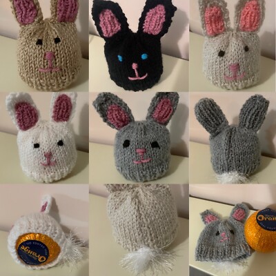 Handarbeit gestrickter Osterhase/Hase Schokolade Orange Hülle-Orange nicht enthalten