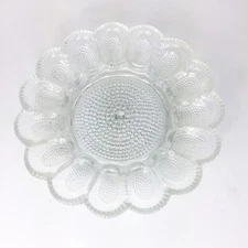 Vintage Deviled Egg Plate Platter Crystal Clear Glass Serving Dis Tray