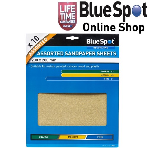 SANDPAPER SHEETS PACK OF 10 MEDIUM GRIT FOR GENERAL DECORATING, BLUE SPOT 19853 eBay