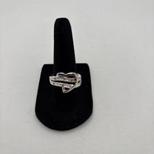 Sterling Silver 925 Size 7 Heart Ring Cubic Zirconia Stones