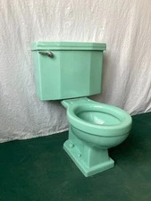 Vtg Mid Century Jadeite Ming Green Ceramic Toilet Round Bowl Standard 442-25E