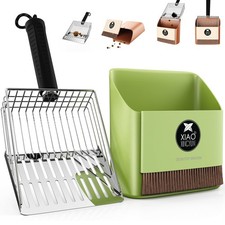 Metal Cat Litter Scooper Kit - Durable Large Steel Scoop Large, Green