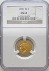 1908 $2.5 Indian Head Gold Quarter Eagle NGC MS 62 Beautiful WOW!!!!!