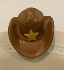 NORA FLEMING brown sheriff cowboy hat yellow star mini A121  TINY FLAW