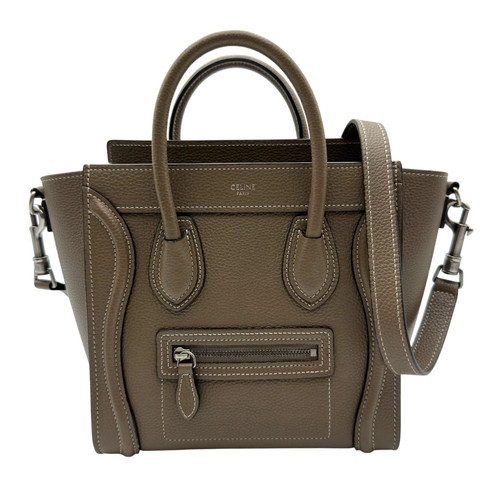 CELINE Luggage Nano Shopper Taupe Lambskin Handbag 189243 #OKB7501