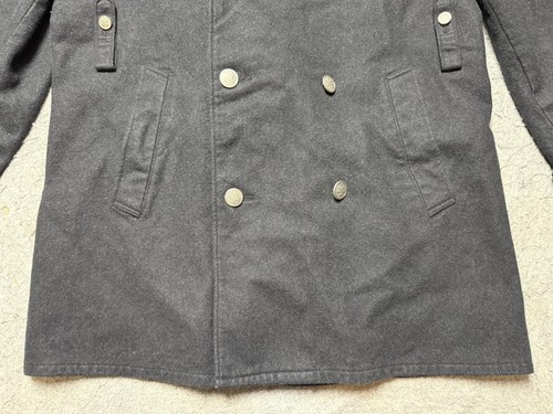 Swiss Army Peacoat Jacket Mens 46N Charcoal Gray Wool Blend Double Breasted Coat - Picture 2 of 17