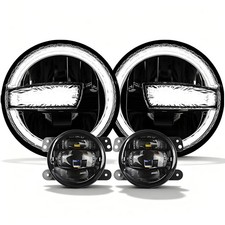 Per Jeep Wrangler JK 2007-2018 Fari LED neri 7" con combinazione fendinebbia DRL+4"
