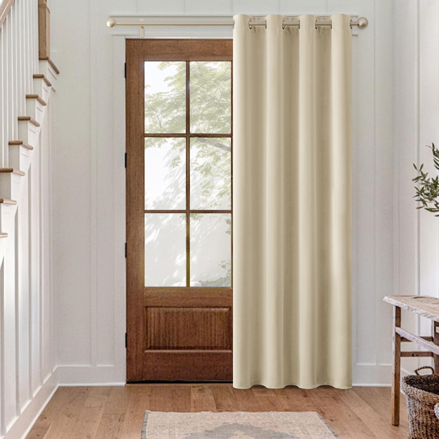 Rideau occultant isolant thermique beige contre la chaleur 140x245