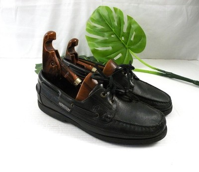 Mephisto Spinnaker Boat Shoes Men s 8.5 Black Leather Comfort Air Sole