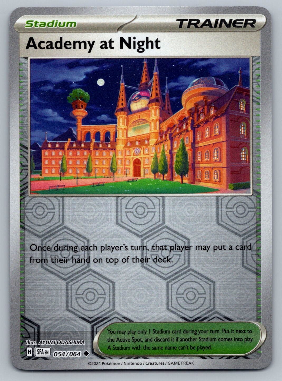 POKEMON - Academy at Night - Reverse Holo - 054/064- Shrouded Fable - NM/M- NEW