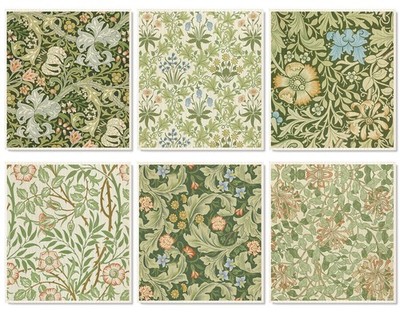 JarThenaAMCS 6 Pcs William Morris Swedish Dishcloths 7 x 8 inch, Green 